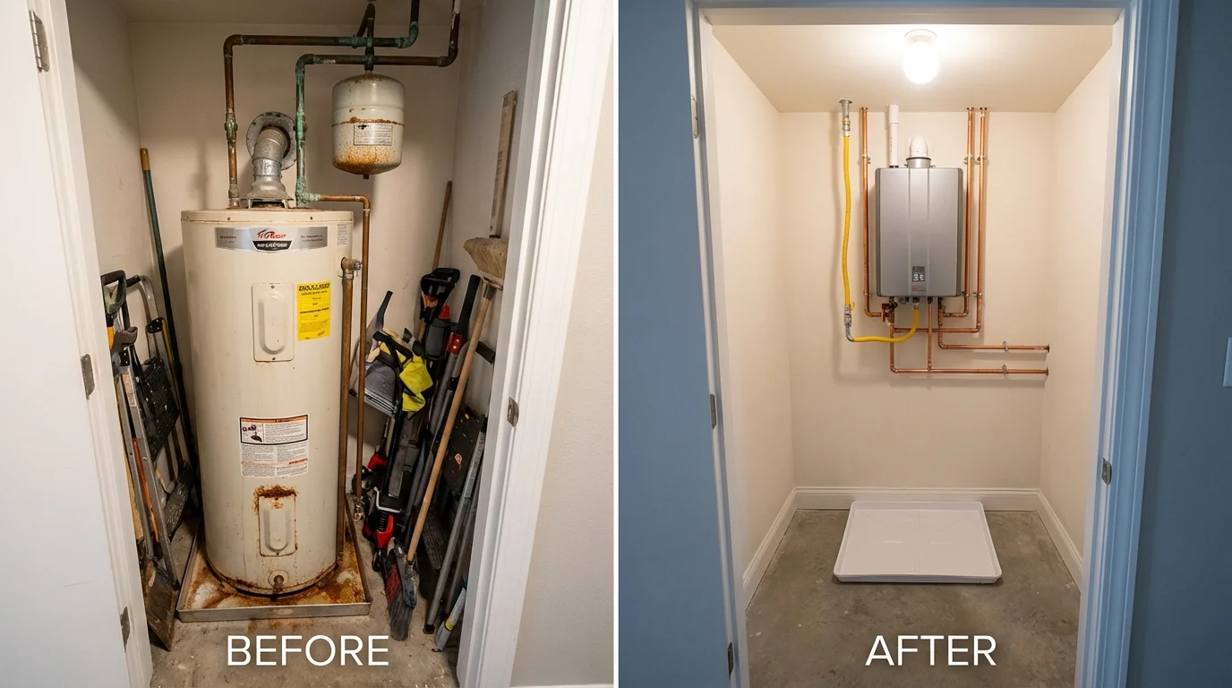 Tank water heater versus wall-mounted tankless unit comparison for Mayville, ND homeowners